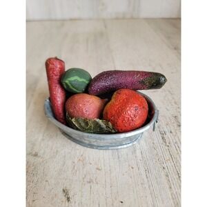 Vintage style mini fruit vegetable basket radish strawberry pepper